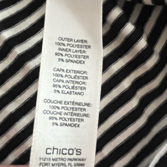 Chico’s Black and White Striped Women's Tank with Polyester Black overlay Large - Picture 8 of 13